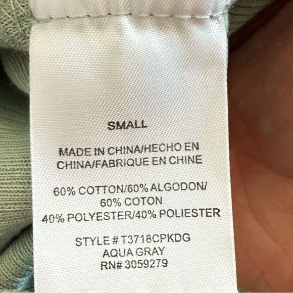 Thread & Supply Aqua Gray Ribbed Quarter-Zip Pullover Sweater Size Small - Picture 7 of 7